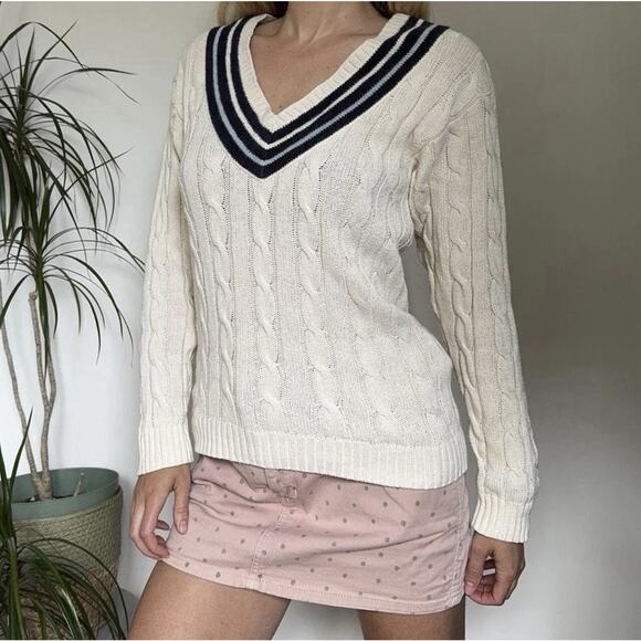 Polo Ralph Lauren Sweaters - Polo Ralph Lauren Cricket Cable Knit Sweater Women's M Old Money Preppy Ivory